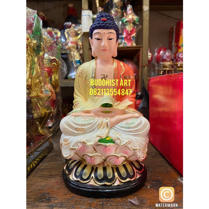 Patung Buddha Amitabha Sakyamuni 8 Inch Fiber