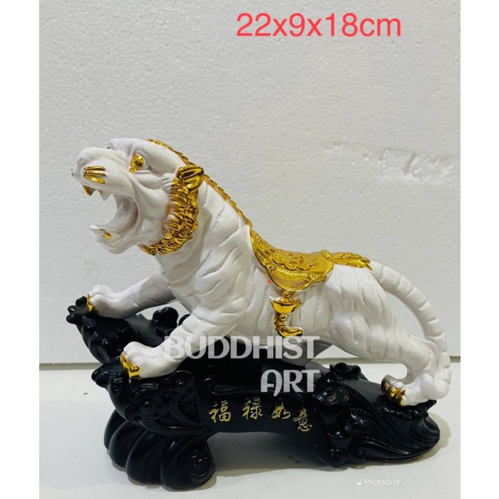 Patung Shio Harimau Putih/ Patung Macan Putih 18 Cm Resin Import