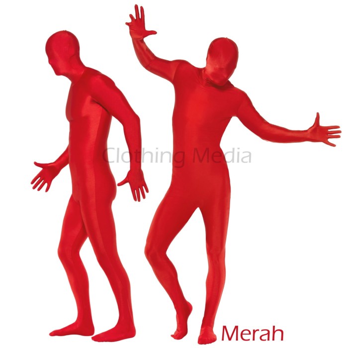 Full Body Zentai - Merah - Spandex Lycra Catsuit Bodysuit Unitard Hood Best Seller