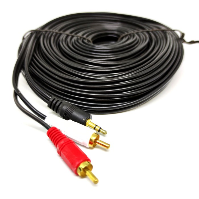 Kabel Audio To Rca 2 Gold Plated 20M (1-2) / Jack 3.5 - 2 Rca 20 Meter