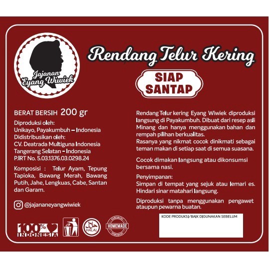 

Rendang Telur Kering Minang Merek Jajanan Eyang Wiwiek