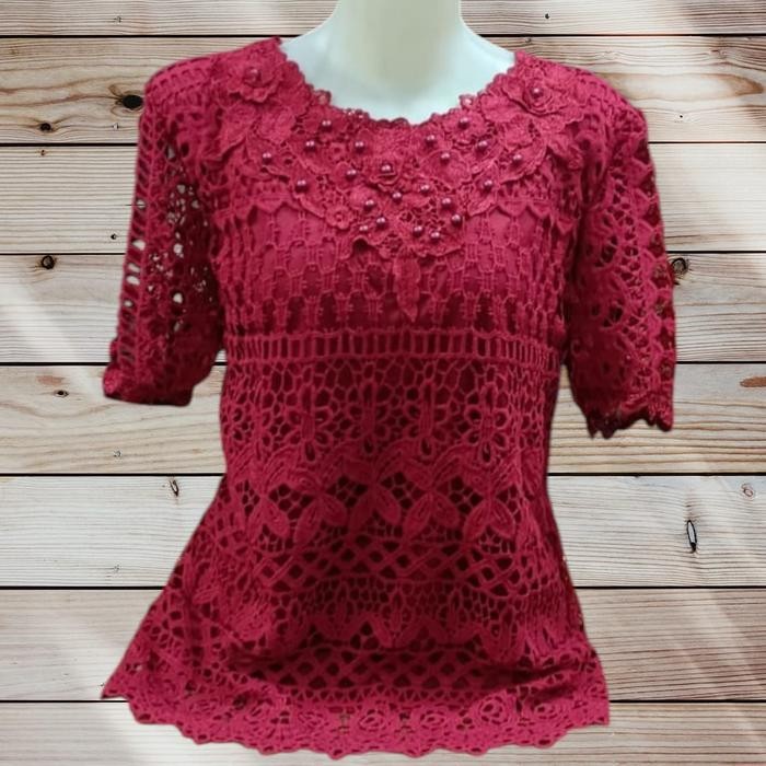 (Best) D 533695 mute atasan wanita brukat terbaru / blus lengan pendek cewek brokat