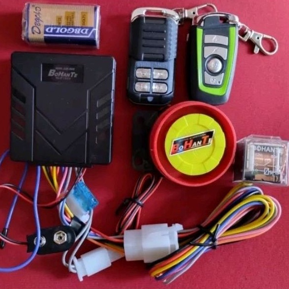 Alarm motor BOHANTE PINK komplit Alarm starter remote motor anti maling anti begal injeksi motor