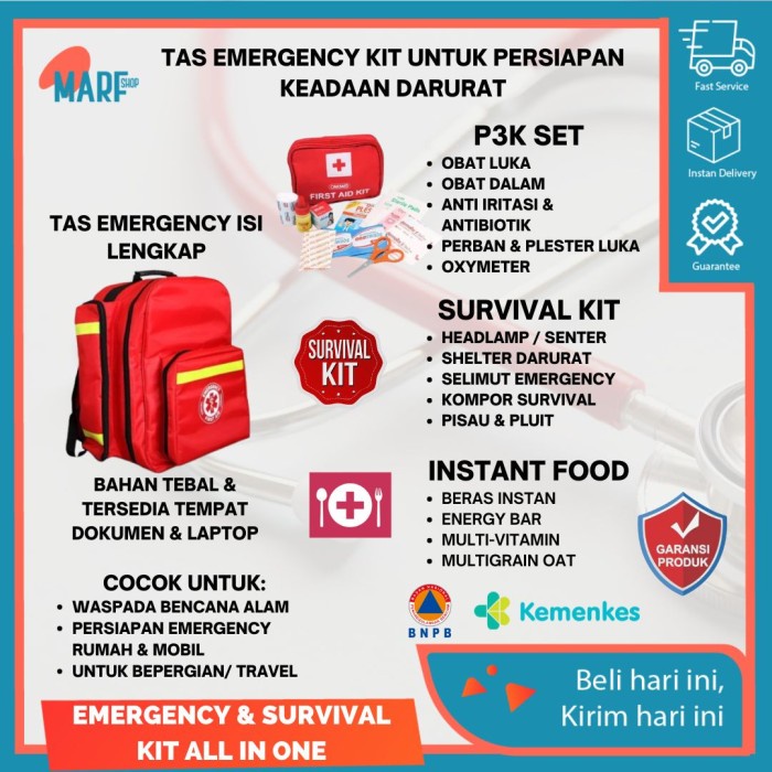 TAS EMERGENCY BENCANA EMERGENCY KIT P3K TAS DARURAT MEGATHRUST BENCANA ALAM TAS SURVIVAL KIT TAS