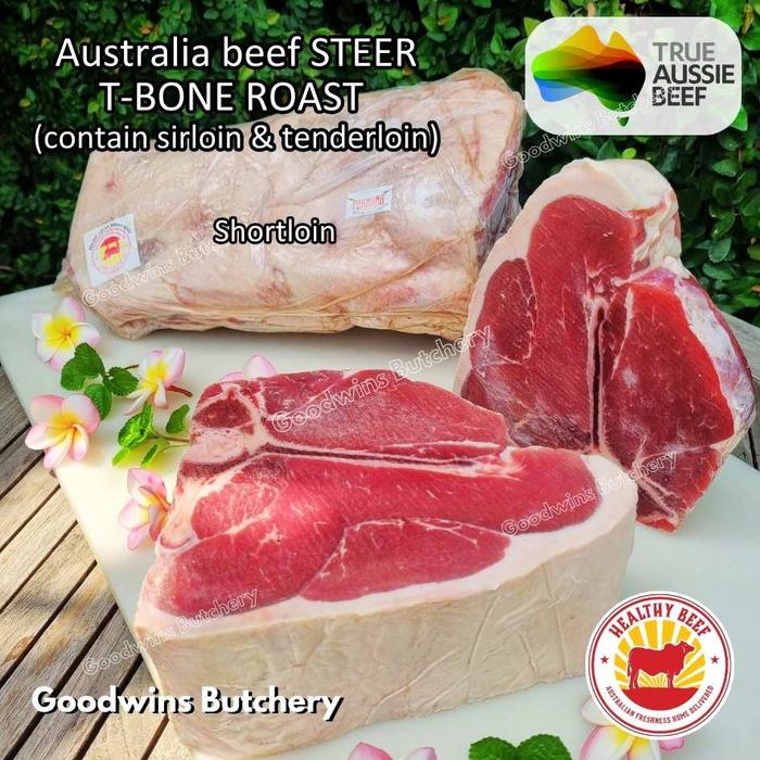 

Sale Terbatas T Bone Roast Porterhouse Australia Imported Beef Steer (Young Cattle) Frozen Tbone 6Cm