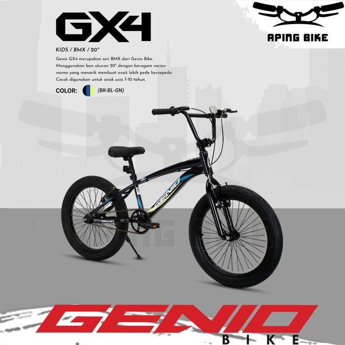 Sepeda Genio GX4 20 Sepeda Anak Sepeda BMX 20 Inch BAN JUMBO  (Dirakit 95%) Kode 547