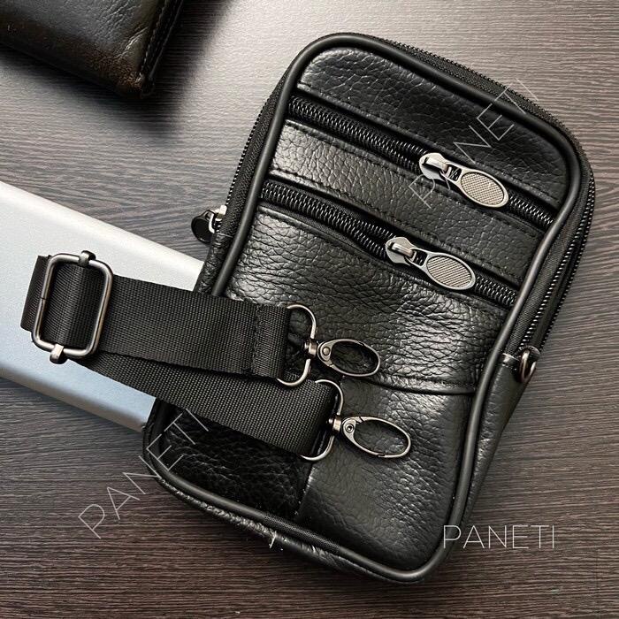 Dearglow_ Dompet Hp Pinggang & Selendang Kulit Asli Garut Tas Handphone M-Grt Pria Kulit Waistbag