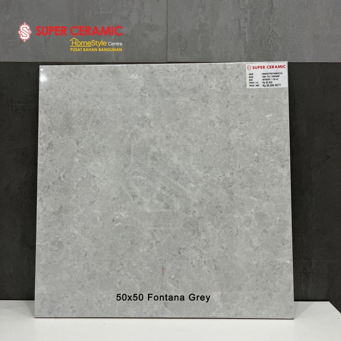 Asia Tile 50X50 Keramik Lantai Dinding - Fontana Grey