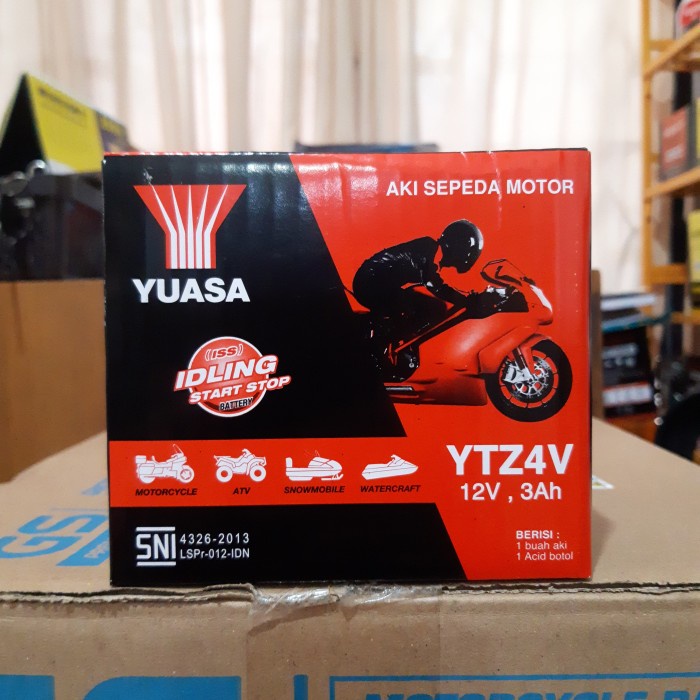 AKI UNTUK HONDA BEAT, MIO, VARIO 110, VIXION YUASA YTZ4V YUASA