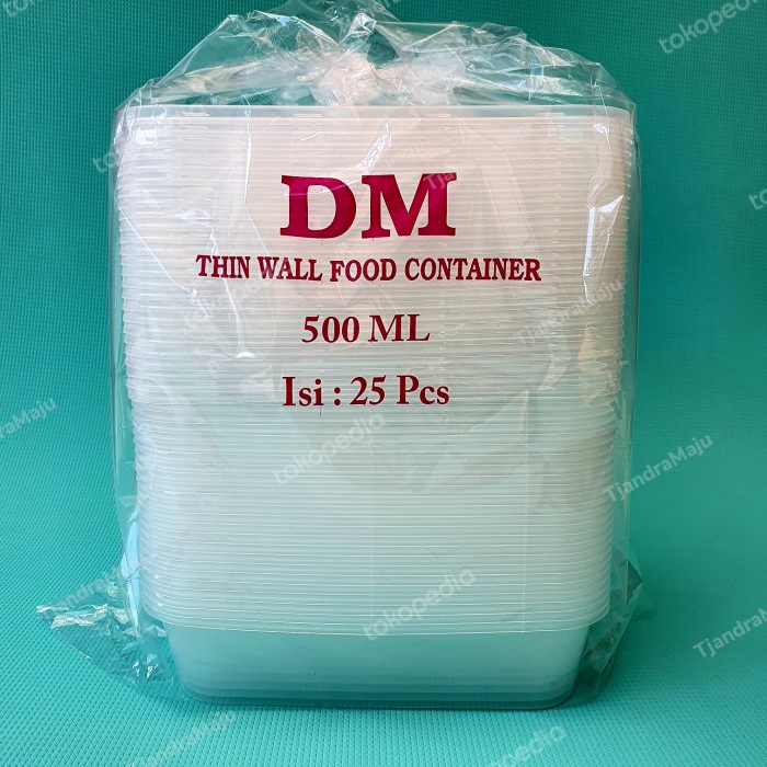 JAYAmart- TERMURAH KOTAK MAKANAN/PLASTIK MAKANAN/THINWALL MERK DM 500ML/500 ML