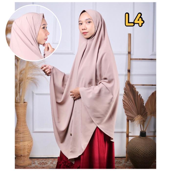 Kalifa Khimar Non Pad Jumbo Wolfis Preum / Hijab Bergo Non Pad - Anum Hijab Panjang Syari Jilbab