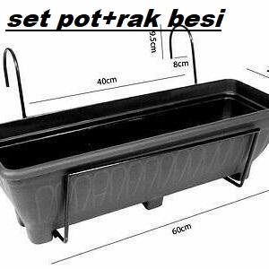 Promo Gantungan Pot Kotak Panjang Tempel Pagar/Rak Balkon Besi/Rak Pagar/Standing Pot Besi/Rak Pot