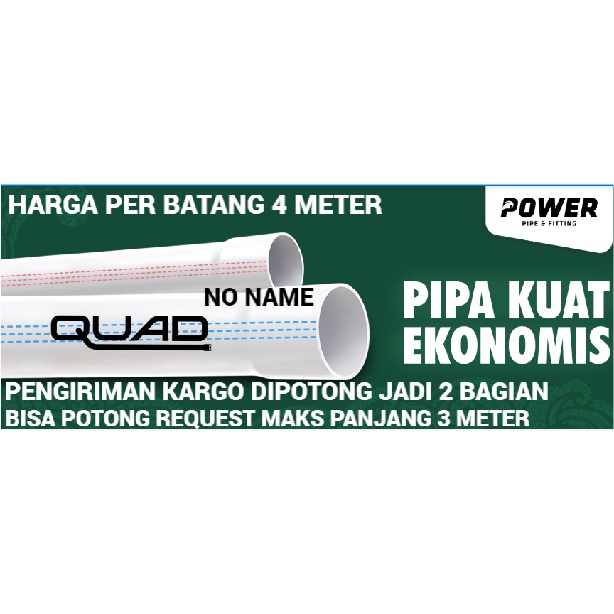 PIPA PVC AW 3/4'' INCH PVC POWER QUAD AW HARGA PER BATANG 4METER