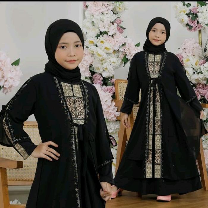 Geraigo- Gamis Abaya Anak 1327 Cocok Buat Pesta Pengajian Dll - Baju Muslim Mewah Nyaman Dipakai