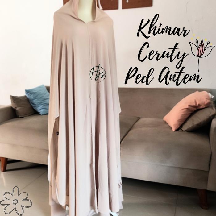 Khimar Ceruty Baby Doll Dua Layer Ped Antem Free Cadar Tali/ Khimar Ceruty Jumbo/Jilbab Ceruty
