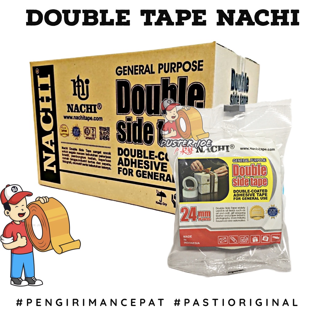 

[Per 1 Dus] Double Tape Nachi 24mm 1 Inch 10 Yard (1 Dus Isi 80 Rol)