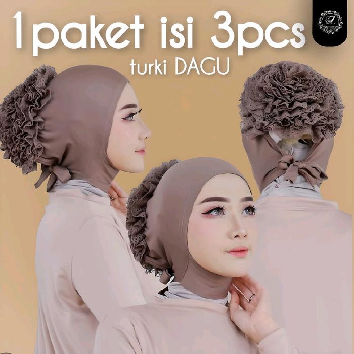 Paket Hemat 3 Pcs Ciput Turki Dagu/ Dalaman Turki Jilbab Kerudung Ciput Sanggul Ciput Cepol