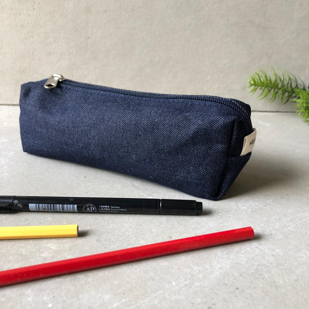 

Tempat Pensil Pencil Case Kotak Pouch Kanvas Denim Polos Aesthetic Resleting Heejou