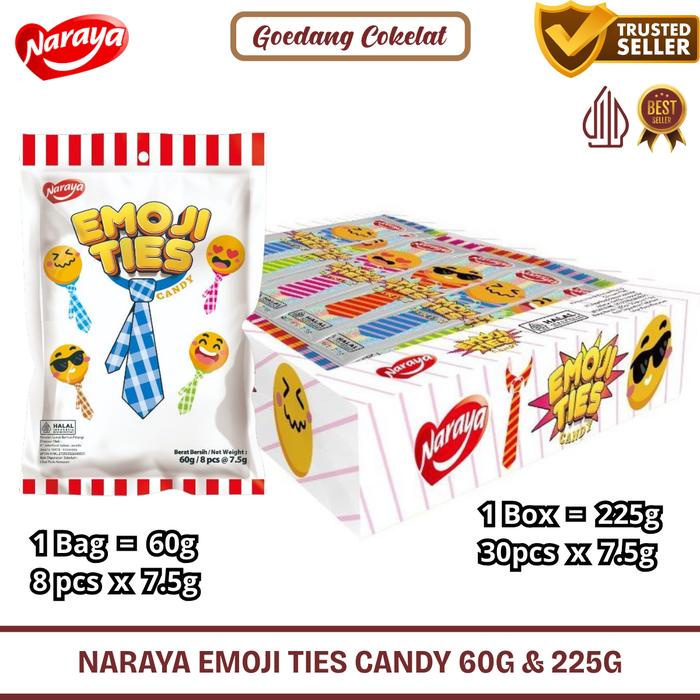 

terbaru !!! naraya emoji ties candy permen chupa chups jeli rasa aneka buah manis asam 225g (isi 30