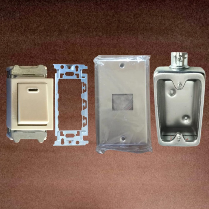 Saklar wnj 5001 + wnj3700 +frame stainless bukan panasonic+ box switch