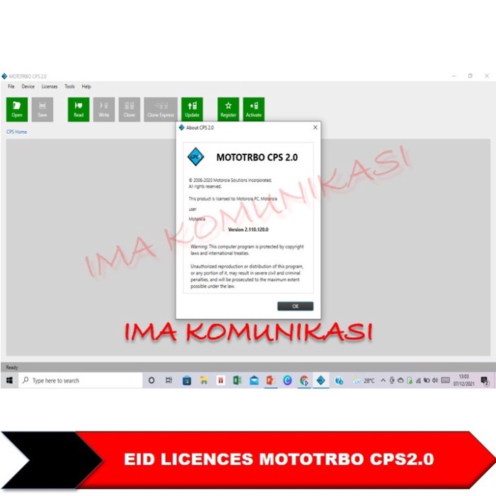 Promo Eid Lecences Mototrbo Cps2.0 Eid, Entitlement Id Motorola