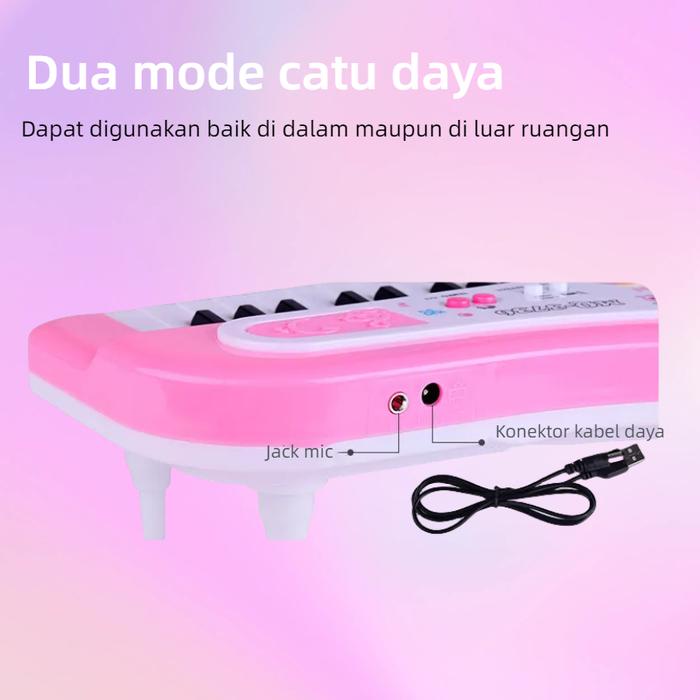 Mainan Piano Mic Keyboard Elektronik 37 Kunc Piano Mini Dengan Mikrofon Anak Alat Musik Edukasi Anak