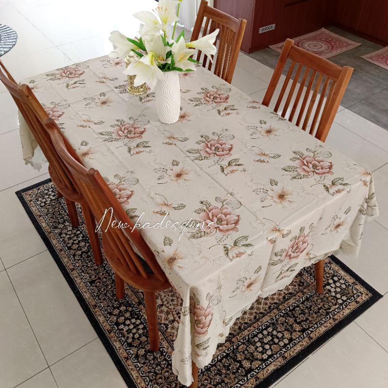 HOT ITEM Taplak Meja makan shabby motif baru 4-6kursi Taplak meja makan kain embos import . taplak