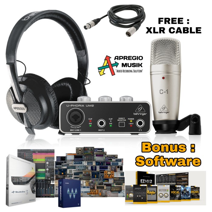 Paket recording Behringer uphoria studio UM2 C1 original