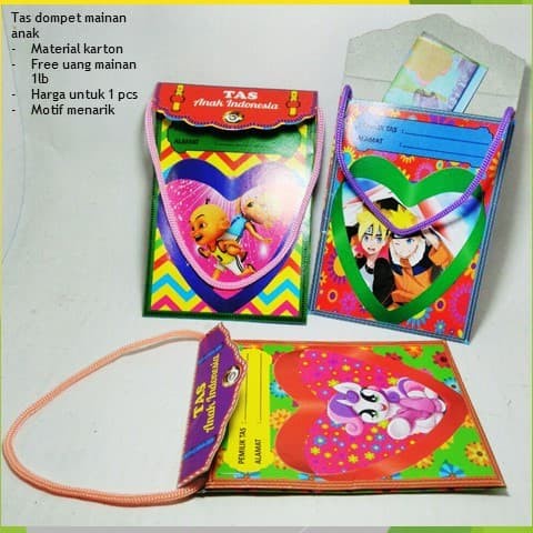 TERLENGKAP tas dompet karakter kartun mainan anak bonus uang mainan