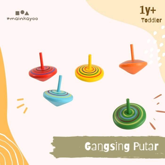 FREE ONGKIR Gasing Gangsing Putar Kayu - Mainan Tradisional - Edukasi Montessori Anak