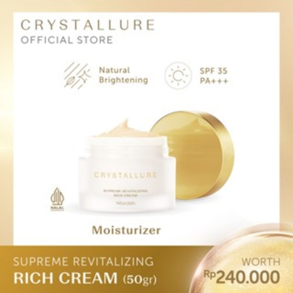 Crystallure Supreme Revitalizing Rich Cream 50 g - Skincare Moisturizer Pelembab Wajah dan Perawatan
