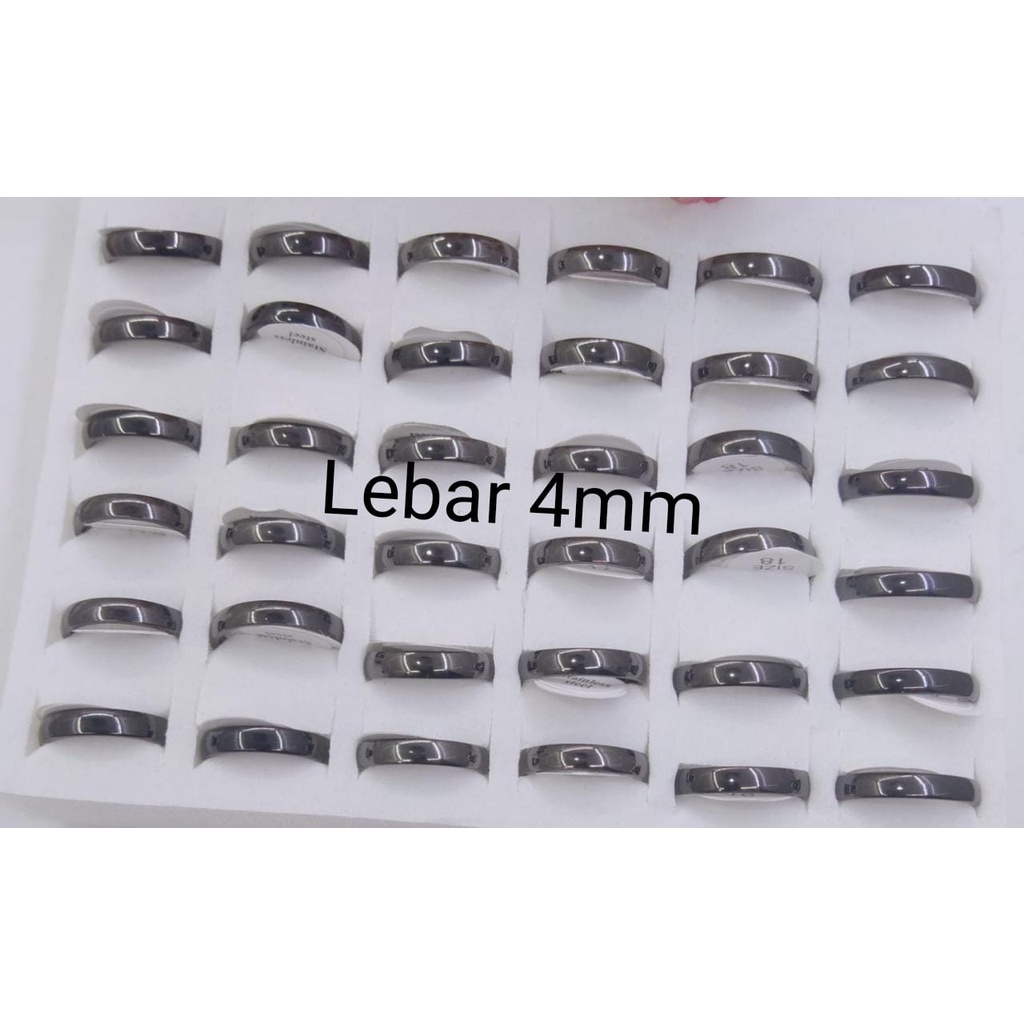 JelitaFash- CINCIN TITANIUM 1 BOX ISI 36 PCS UKURAN 16 SAMPAI 19 / COVL HITAM POLOS 3 DAN 4 MM DUNIA