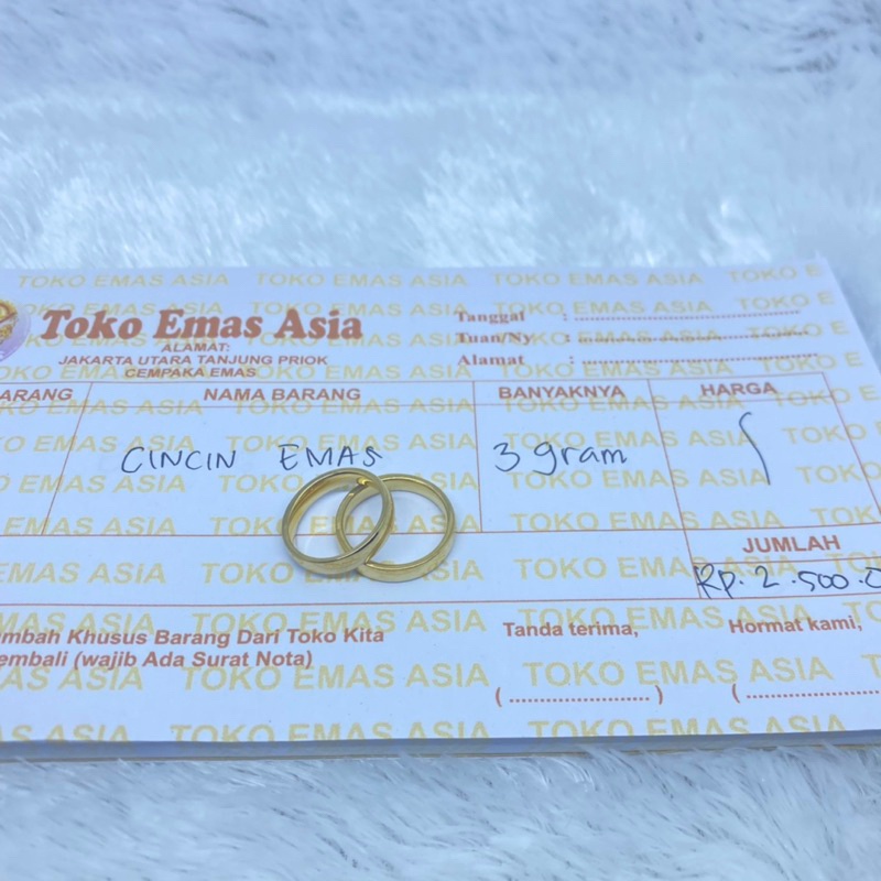 JelitaFash- Cincin Emas Murni 3 gram Couple Cincin polos Free Surat emas 24 k