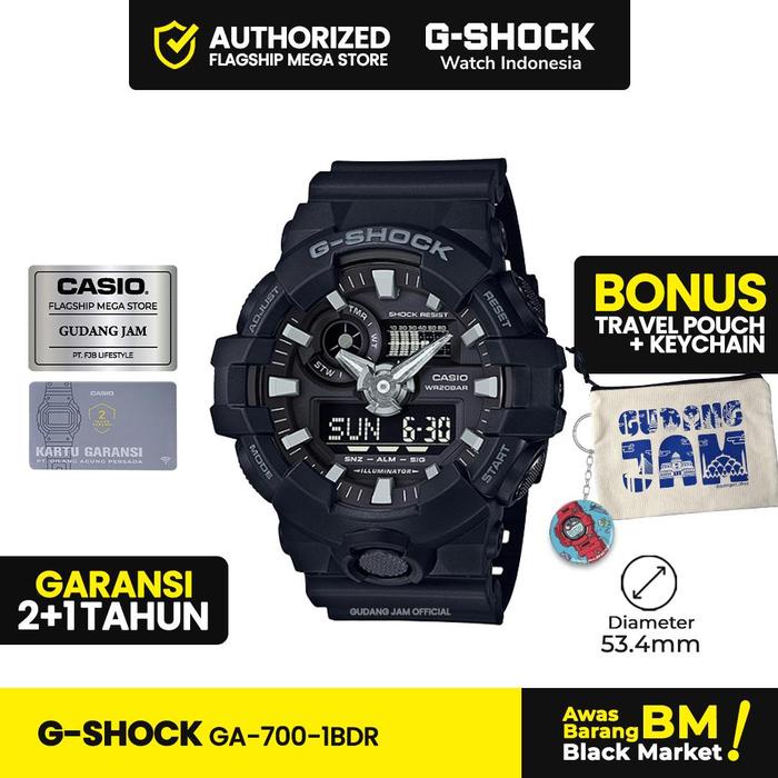 Terbaru G-Shock Gshock Ga-700-1Bdr Ga-700-1B Ga-700 Ga700 Ga 700 Jarum Kaca Watches Jam