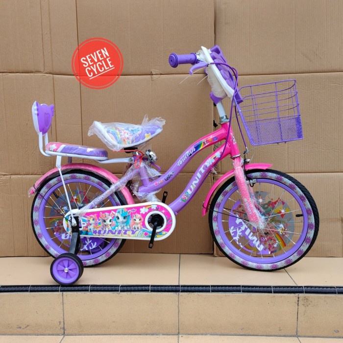 TERBARU sepeda mini keranjang anak UNITY UNICORN ready ukuran 16 dan 18inch