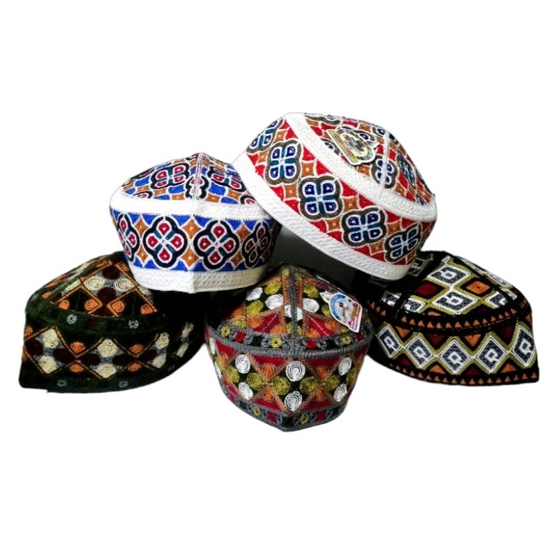 Peci PAKISTAN ORIGINAL MOTIF OVAIS CAPS, Kopiah Pakistan Bordir Original Ovais Cap, Songkok Pakistan
