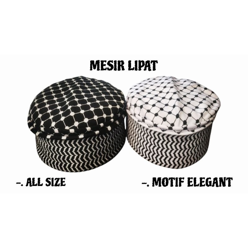 PECI MESIR MOTIF Murah, Peci Mesir Lipat Motif Sorban, Peci Lipat Mesir All size Dewasa, Peci Putih 