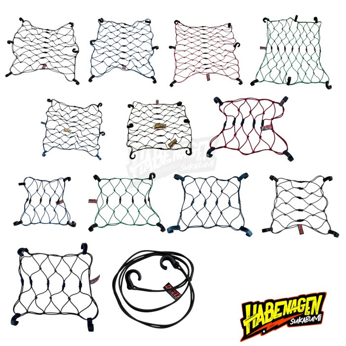 OTOmO- tali jaring pengikat ikat helm barang mantel motor bagasi MK HITAM