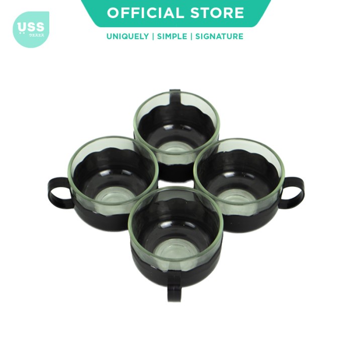 USS TEKO TEH & KOPI SET GELAS 5 IN 1 SARINGAN HITAM MEWAH BLACK TEAPOT ORIGINAL QUALITY