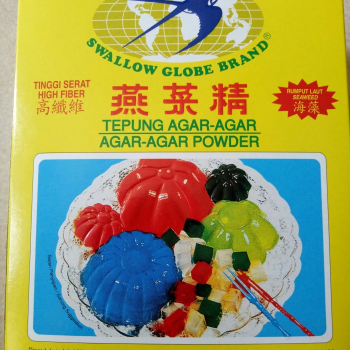 

Tepung Agar-agar Swallow Globe Brand satu dus kecil isi 12 sachet.