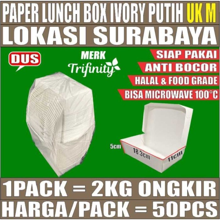 (BestSeller) Paper lunch box pack uk M food tray kotak makanan kertas Surabaya