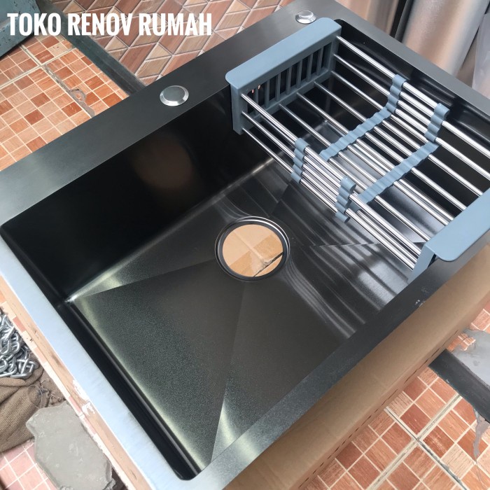 Bak cuci piring hitam1 lubang (KUALITAS PREMIUM)/ kitchen sink hitam