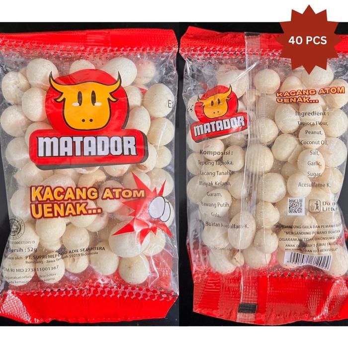 

terbaru !!! pilus matador 1 bal 40 pcs lebih hemat!kacang atom sukro renyah snack murah isi 52gr