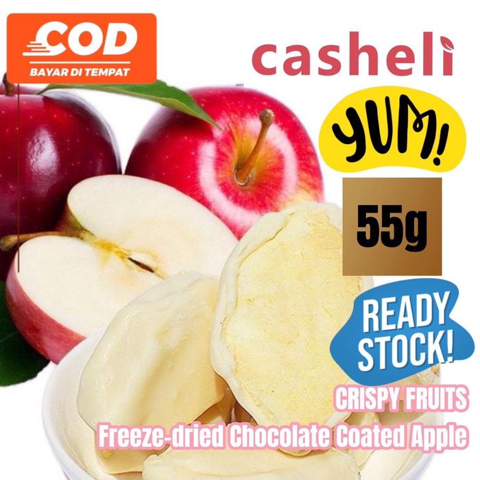 

terbaru !!! casheli crispy freeze-dried chocolate coated apple snacks food 50g manis camilan cemilan