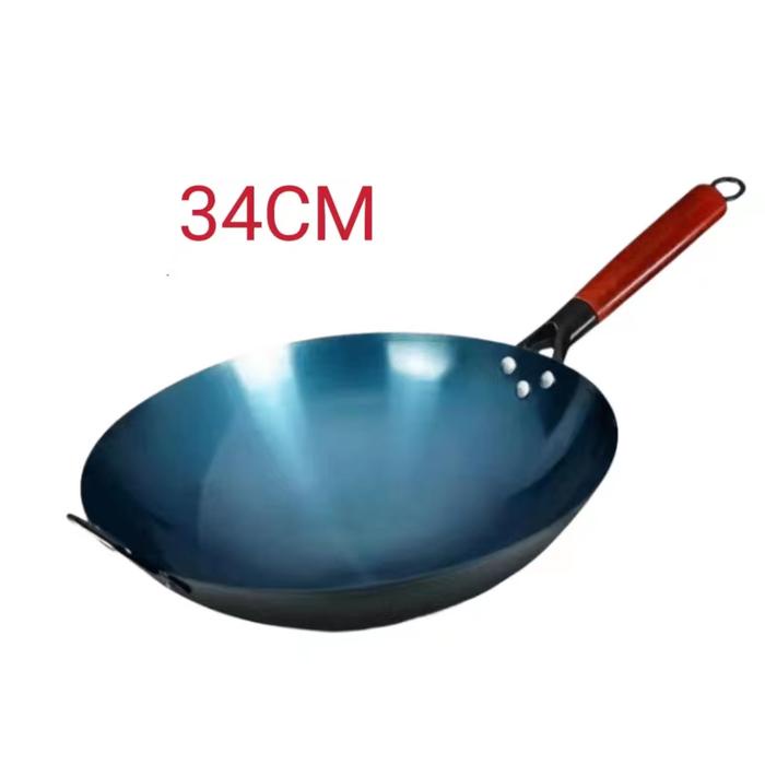 Wajan Masak Baja Nasi Goreng Wajan Besar Kuali Gagang Kayu Wajan Baja Anti Lengket Best Seller