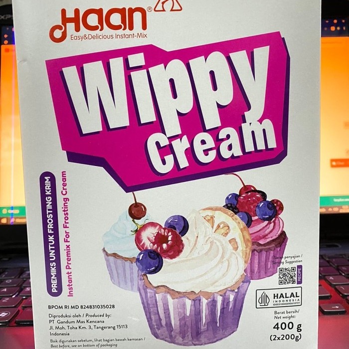 

DISKON HAAN WIPPY CREAM 400GR TOPPING ATAU ISIAN KUE HARGA GROSIR MURAH READYY
