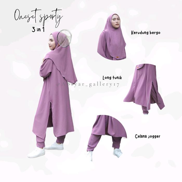 Best Seller Reena Sport Wear One Set Khimar Baju Olahraga Wanita Muslimah Set Hijab Sporty One Set