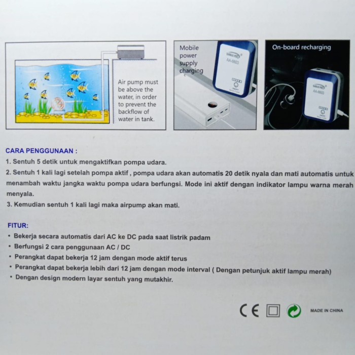 Bagus Mini Ac/Dc Air Pump Aa-6603 Sakkai Pro