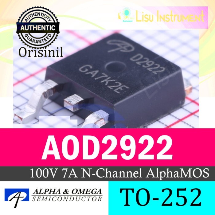 (GoodSeller) ORIGINAL AOD2922 D2922 100V 7A N-Channel AlphaMOS DPAK TO-252 - AO