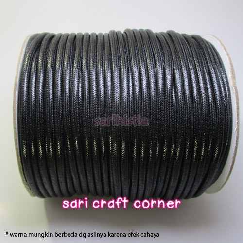 (BestSeller) per mtr - Tali Kilap / Korea - Korean Waxed Cotton Cord - Hitam 3mm